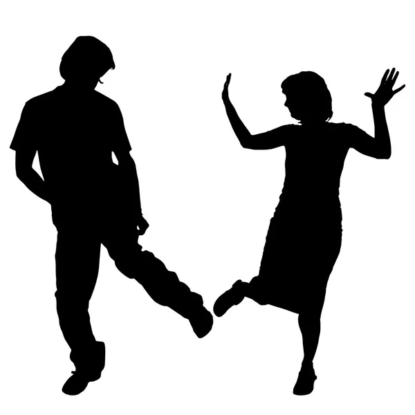 Silhouette of a dancing couple — Stock Vector