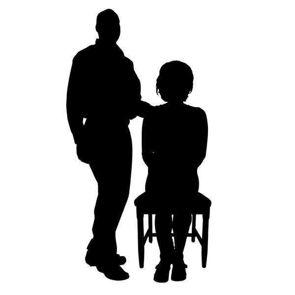 Black silhouette of couple. — Stock Vector