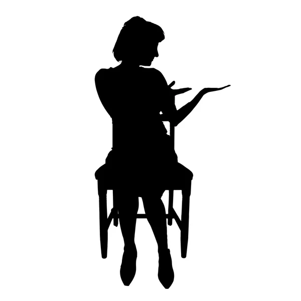 Sandalyede oturan bir kadın silüeti — Stok Vektör