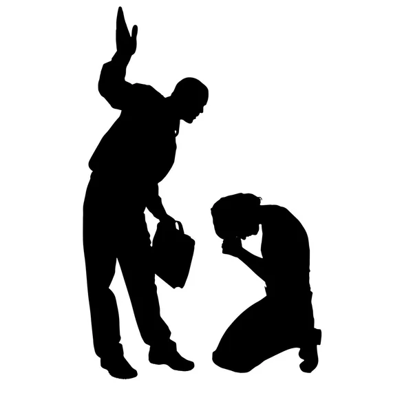 Silhouette de couple se disputant — Image vectorielle