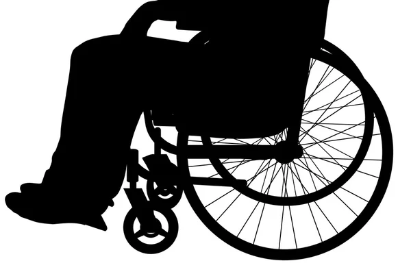 Silhouette eines Mannes im Rollstuhl — Stockvektor