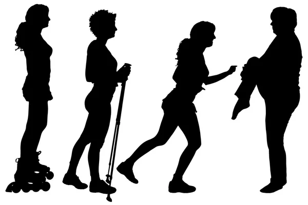 Zwarte vrouwen silhouet. — Stockvector