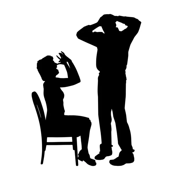 Silhouette noire de couple . — Image vectorielle