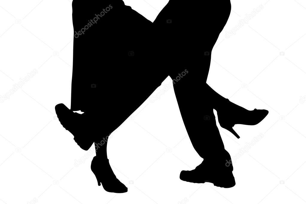 silhouette of a dancing couple.