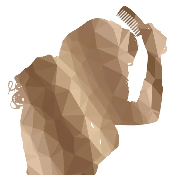 Low poly silhouette of woman — Stock Vector