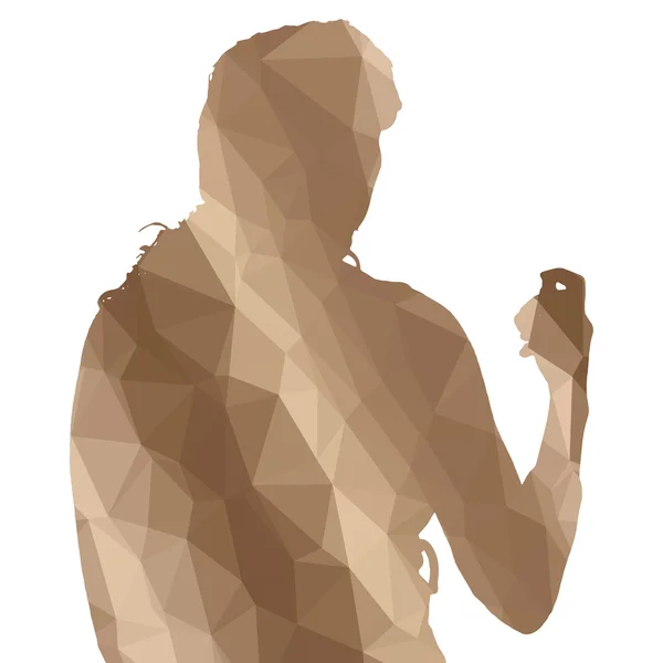 Low poly silhouette of woman — Stock Vector