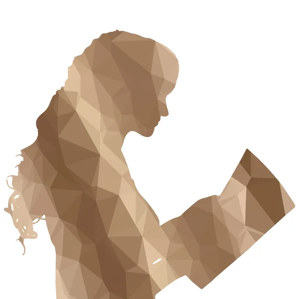 Faible silhouette poly de femme — Image vectorielle