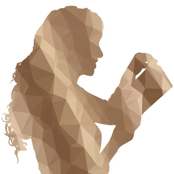 Faible silhouette poly de femme — Image vectorielle