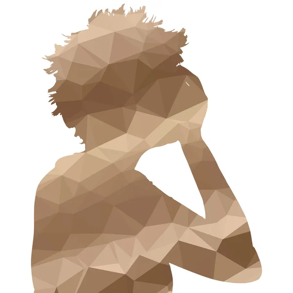 Low poly woman silhouette — Stock Vector