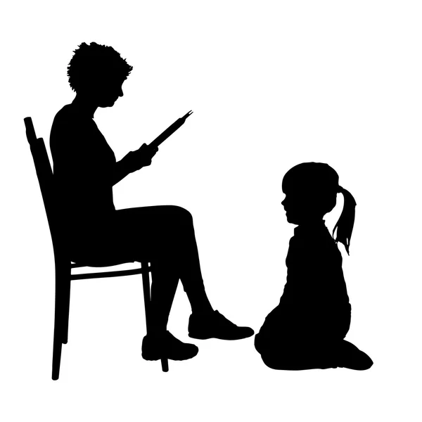 Silhouette von Mutter und Tochter — Stockvektor