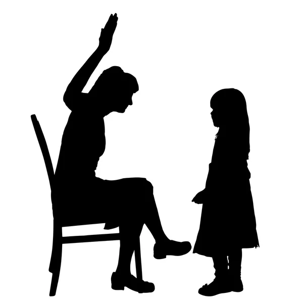 Silhouette di madre e figlia — Vettoriale Stock