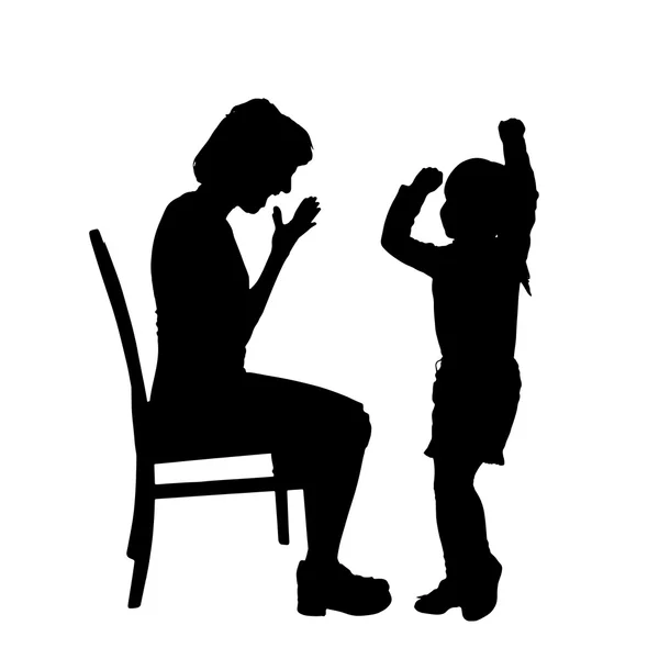 Silhouette de mère et fille — Image vectorielle