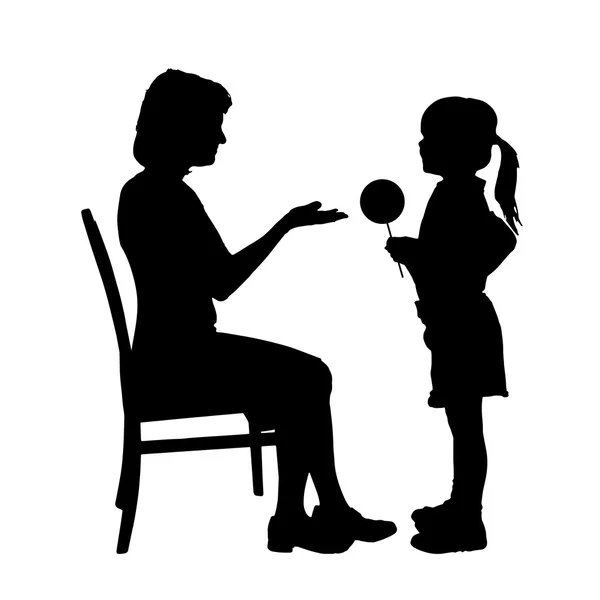 Silhouette de mère et fille — Image vectorielle