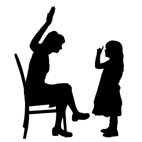 Silhouette di madre e figlia — Vettoriale Stock