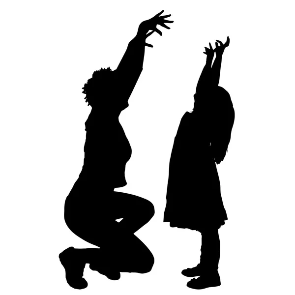 Silhouette of mother and daughter — Stock Vector