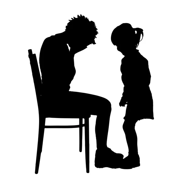 Silhouette di madre e figlia — Vettoriale Stock