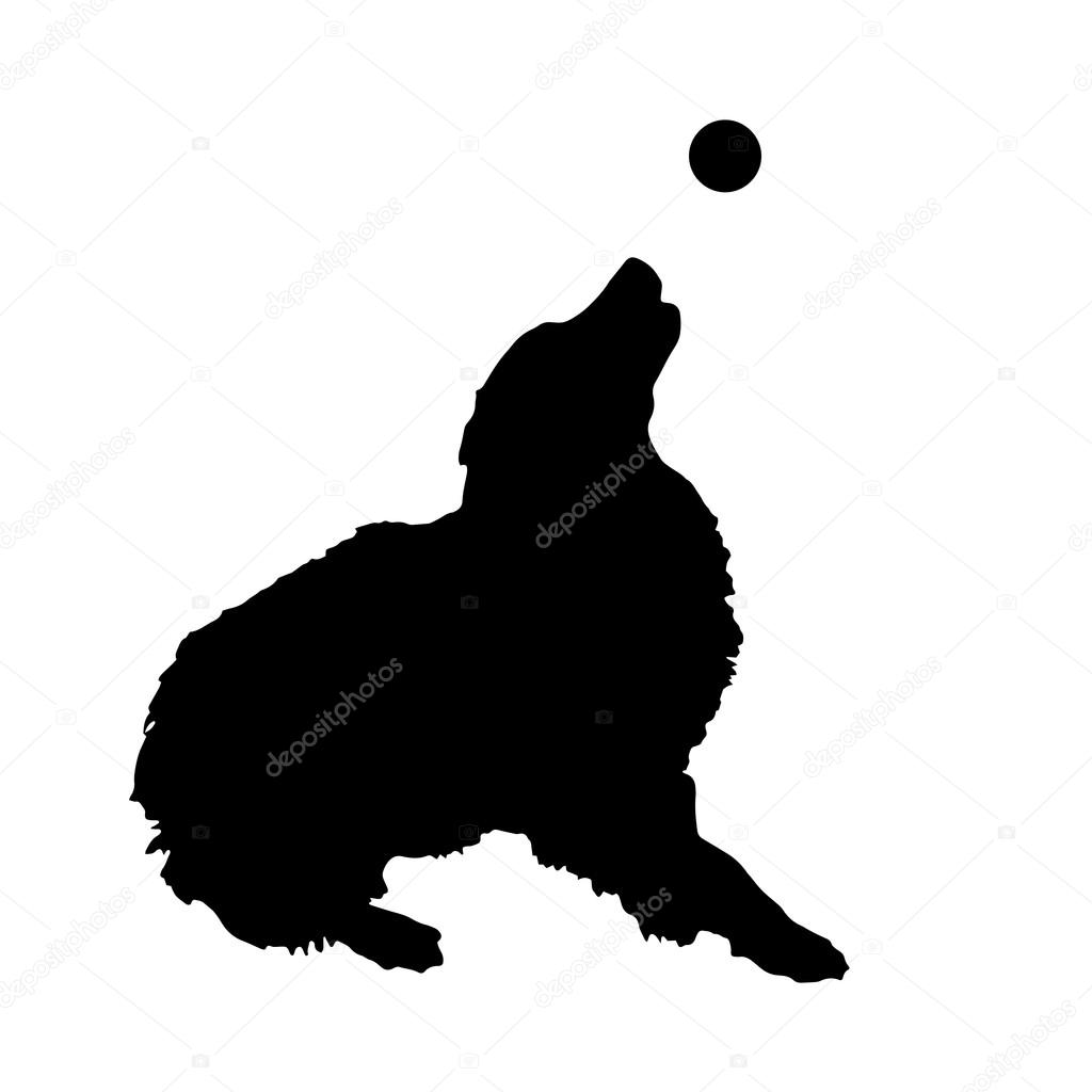 black silhouette of a dog.