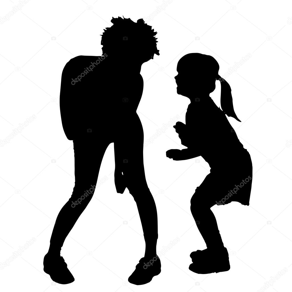 Download silhouette of mother and daughter — Stock Vector ...