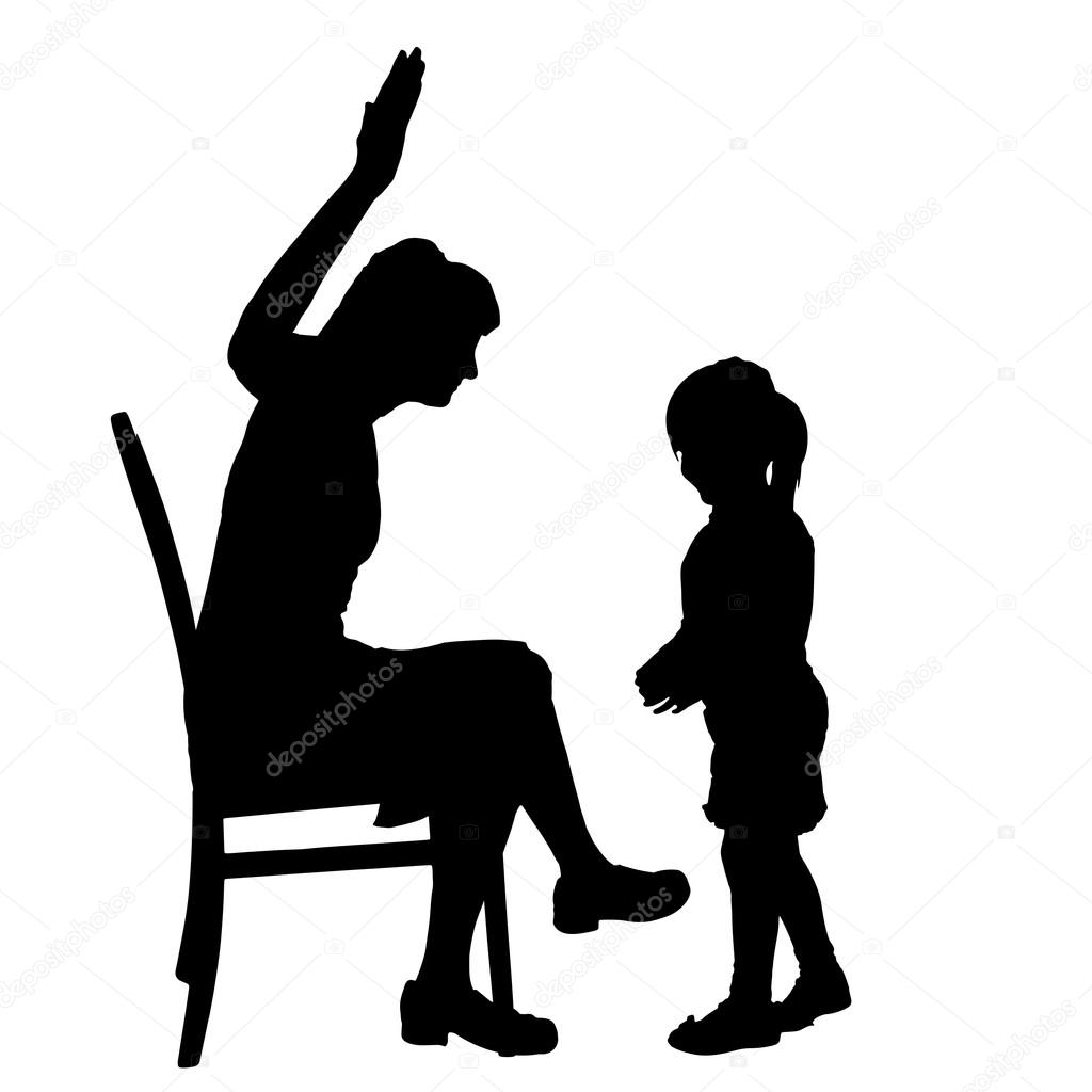 silhouette of mother and daughter