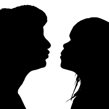 Anne ve kızı silüeti.