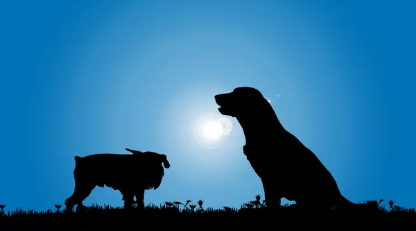 Silhouette noire de chiens — Image vectorielle