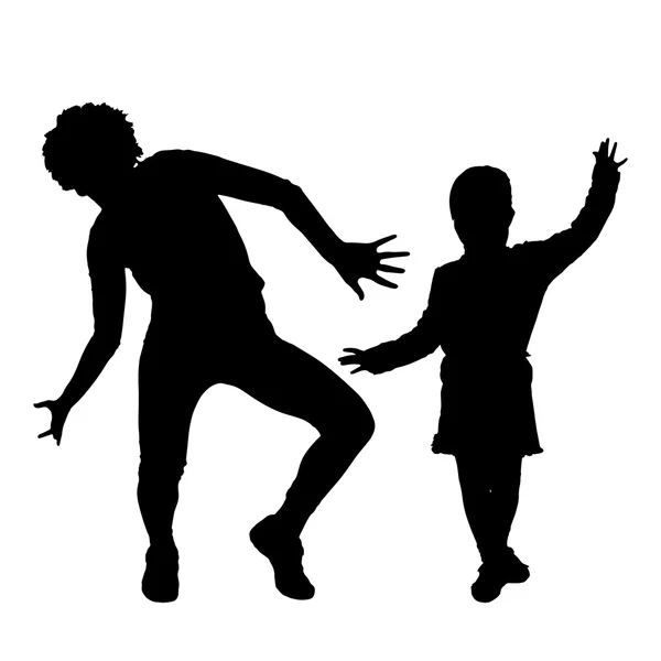 Silhouette einer tanzenden Familie. — Stockvektor