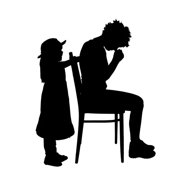 Silhouette von Mutter und Tochter — Stockvektor