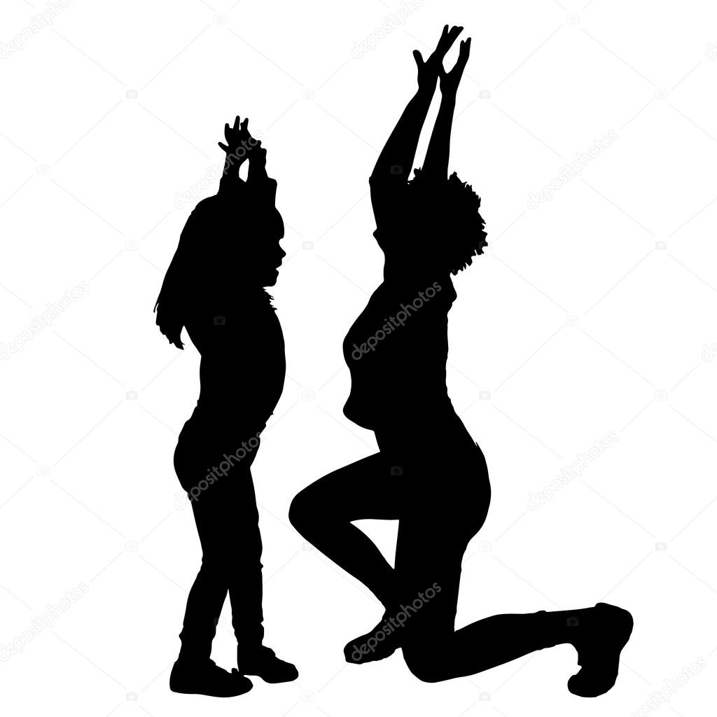 Download silhouette of mother and daughter — Stock Vector ...