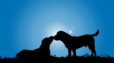 siyah köpekler silüeti