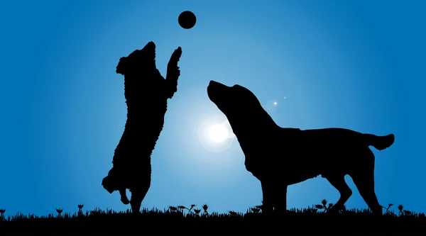 Svart siluett av hundar — Stock vektor