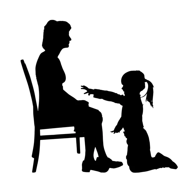 Silhouette noire de la famille . — Image vectorielle