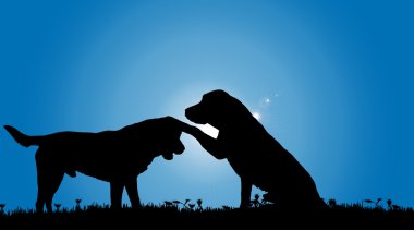 siyah köpekler silüeti
