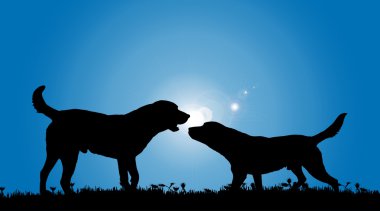 siyah köpekler silüeti