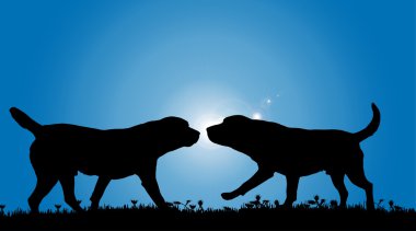 siyah köpekler silüeti