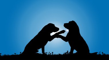 siyah köpekler silüeti