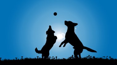 siyah köpekler silüeti