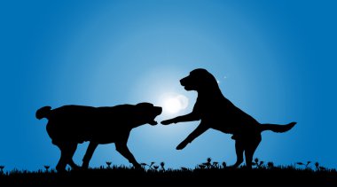 siyah köpekler silüeti