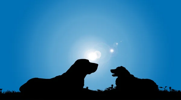 Black silhouette of dogs — Stock Vector