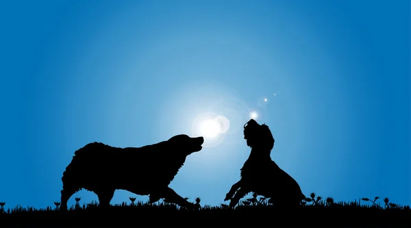 Schwarze Silhouette von Hunden — Stockvektor