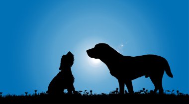 siyah köpekler silüeti