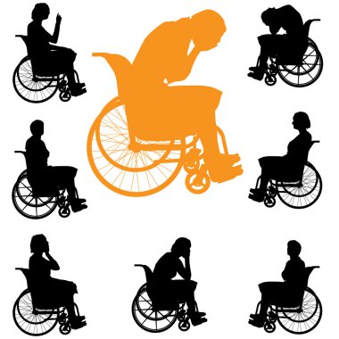silhouettes of woman in wheelchair clipart