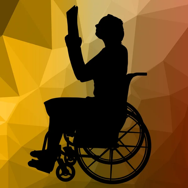 Silhouette of women in wheelchair — Stock Vector