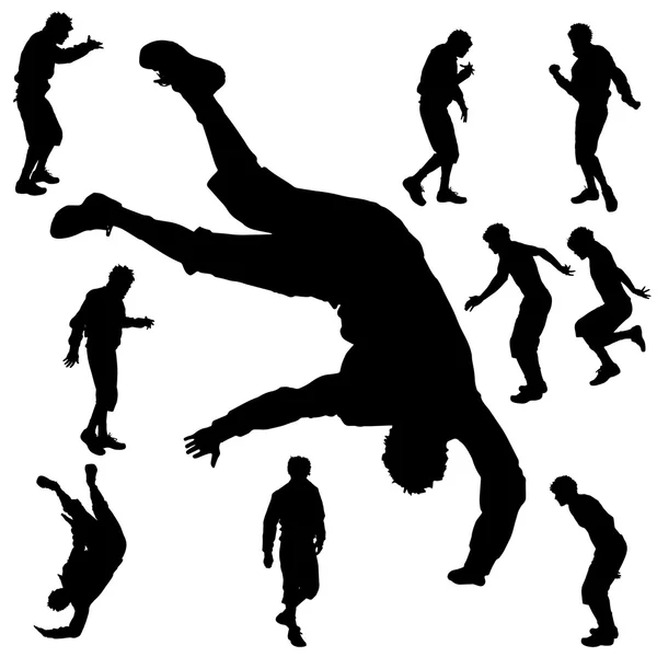 Black silhouette of dancing man — Stock Vector