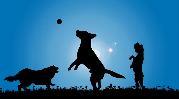 Silhouette of three dogs — Stock Vector