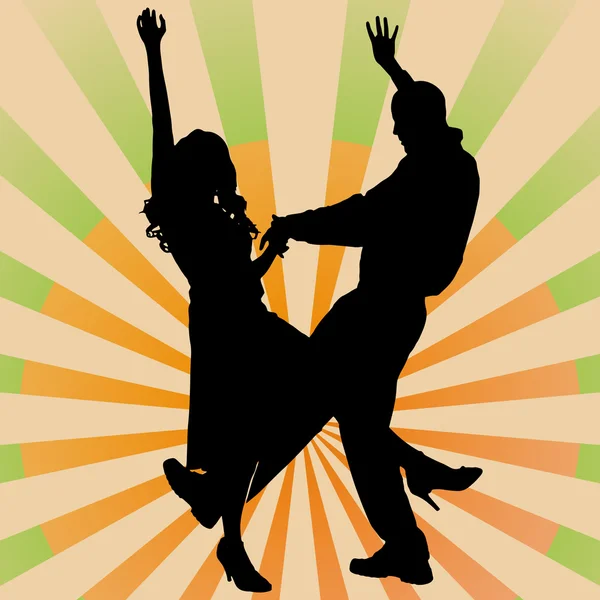 Silhouette de couple dansant — Image vectorielle