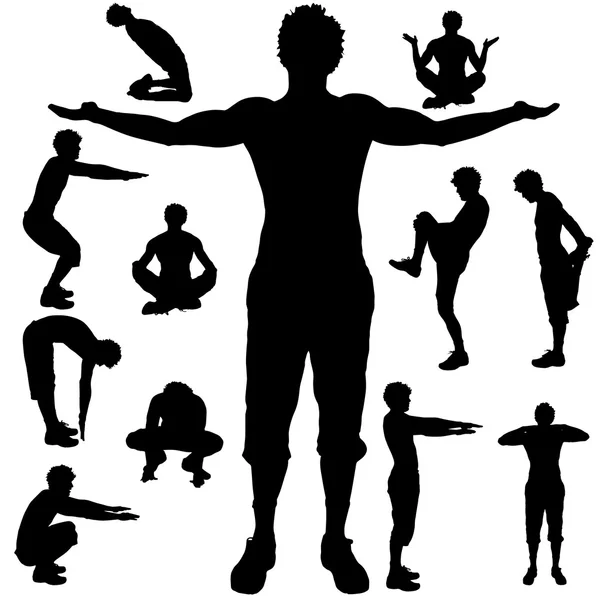 Silhouet van sport man — Stockvector