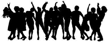 silhouette of a group of people. clipart