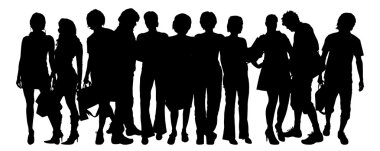 silhouette of a group of people. clipart