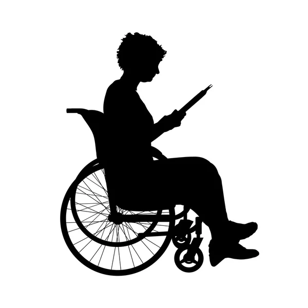 Silhouette d'une femme en fauteuil roulant — Image vectorielle