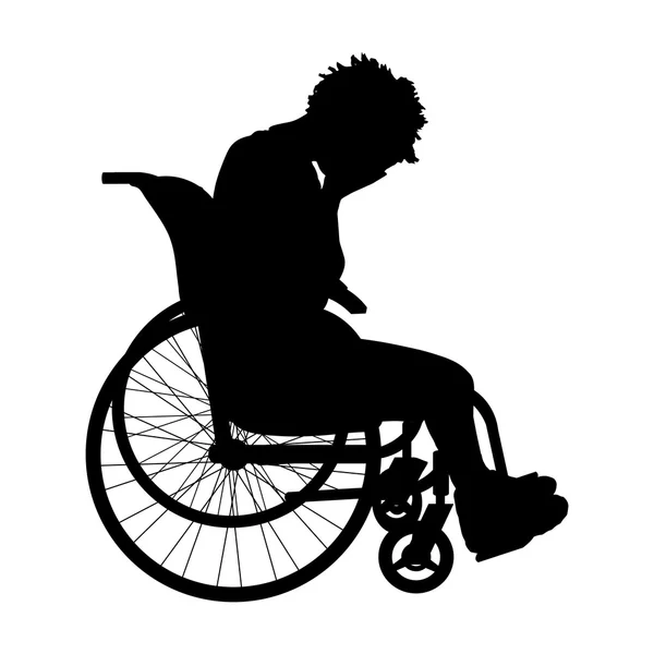 Sylwetka kobiety na wózku inwalidzkim — Wektor stockowy
